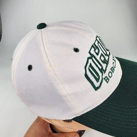 VTG Kudzu Ohio Bobcats Bar Adjustable Hat White Green Snapback Cap Hats - Picture 8 of 11